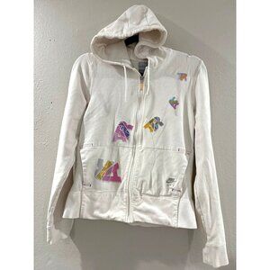 Nike Air Jacket Womens Athletic Hoodie White Size Large multicolor logo letters